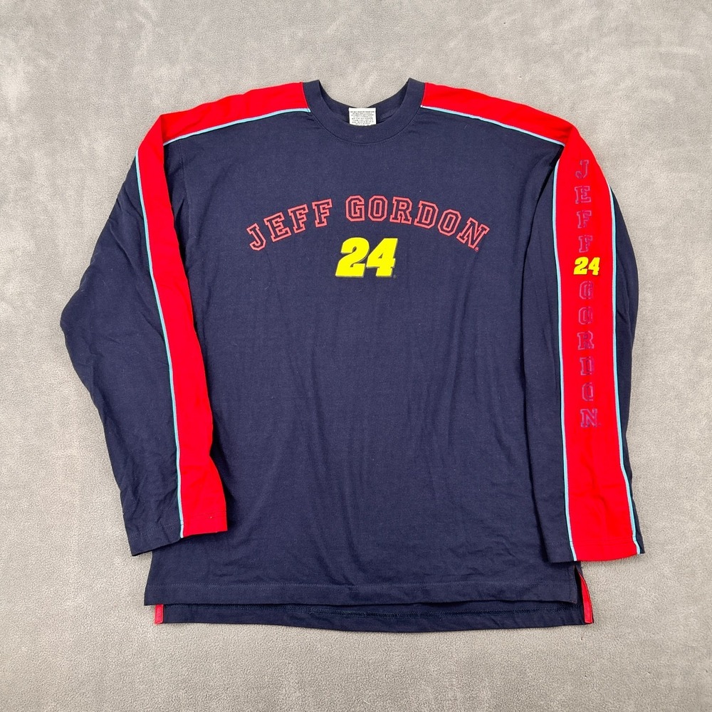 Vintage Winners Circle Shirt Men Medium Navy Blue Cotton Jeff Gordon #24 NASCAR